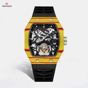 Manufacturer OEM Luxury Men's Mechanical Watch Carbon Fiber Skeleton Luminous Personalized Fully Automatic True Tourbillon Watch