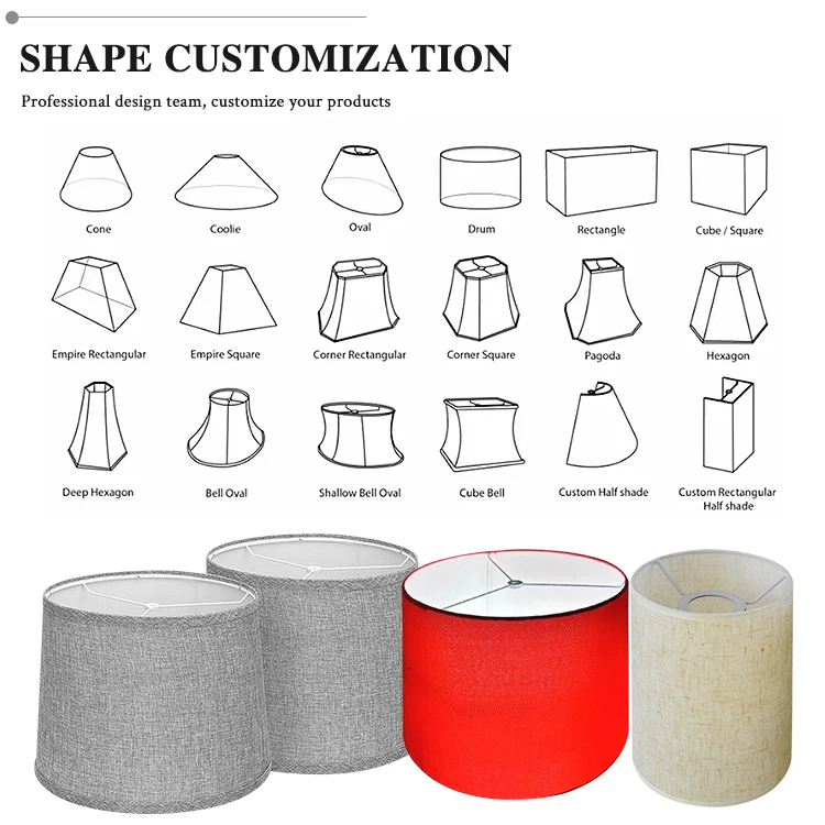 Vintage Custom Round/Square OEM PVC Lamp Shades Modern Nordic Fabric Table Lamp Decorative Shade