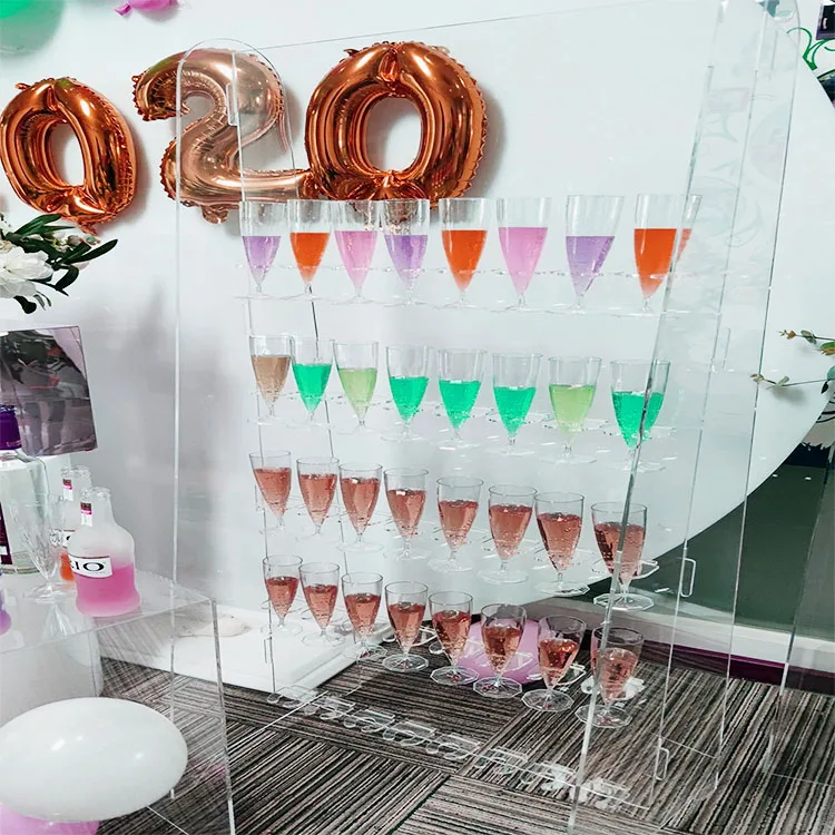 Modern Perspex Wedding Champagne Wall 3 Tier Clear Acrylic Champagne