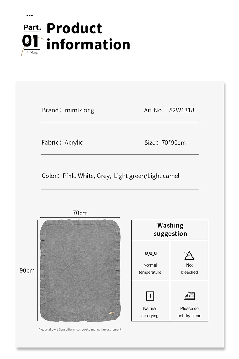 Ins Custom Knitted Newborn Baby Blanket Fleece Fabric Swaddle Animal