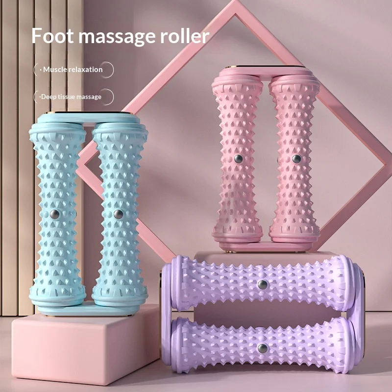 Plantar Fasciitis Exercise Tool Double-row Foot Massage Stick Flat-foot Trainer Rolling Peanut Ball Arch-supporting PP Material