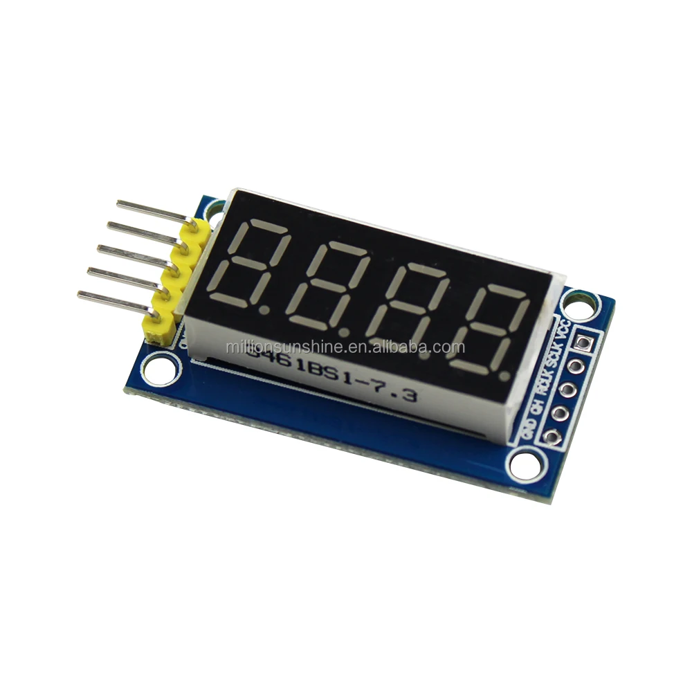 4ビット 4桁デジタルチューブLED表示モジュール 赤色 シリアル4個用 Arduino 595ドライバ対応