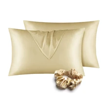 Hot Sale 100% Mulberry Silk Pillowcase package Luxury Satin Silk Pillow case and scrunchies set with envelope gift box