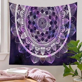 Wholesale living room hanging wall decorative chakra spiritual colorful purple mandala tapestries