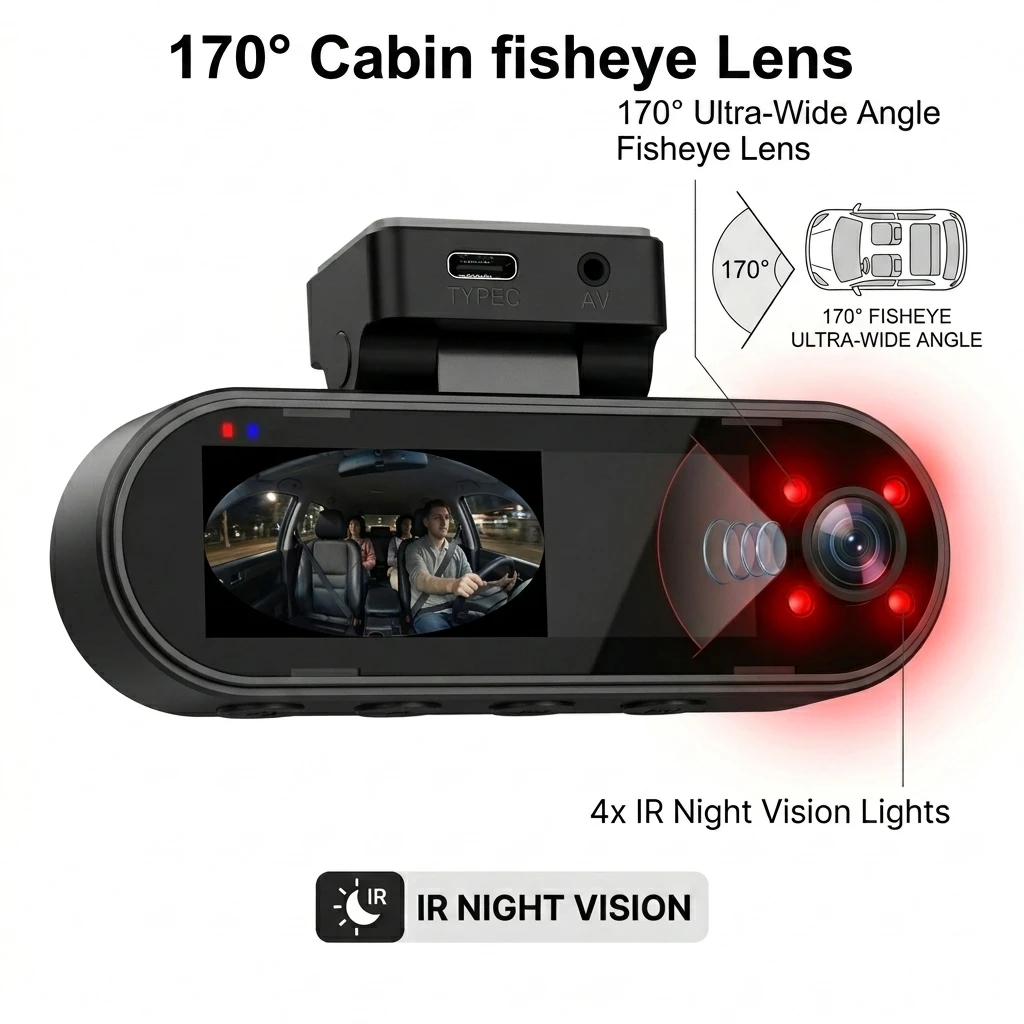 VIEVGUARB VS1125 Dash Cam Night Vision Loop Recording Parking Monitor 4K WiFi Wide Angle Front and Rear Cabin