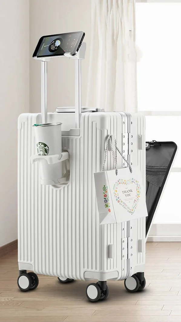 2023 New Design Multifunctional Front Open Luggage Lightweight Hard