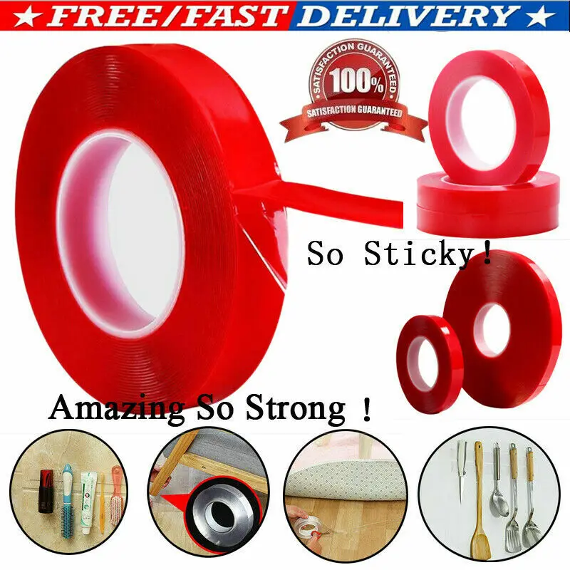 Double Sided Removable Mounting Tape Heavy Duty Strong Adhesive Clear Nano  Gel .