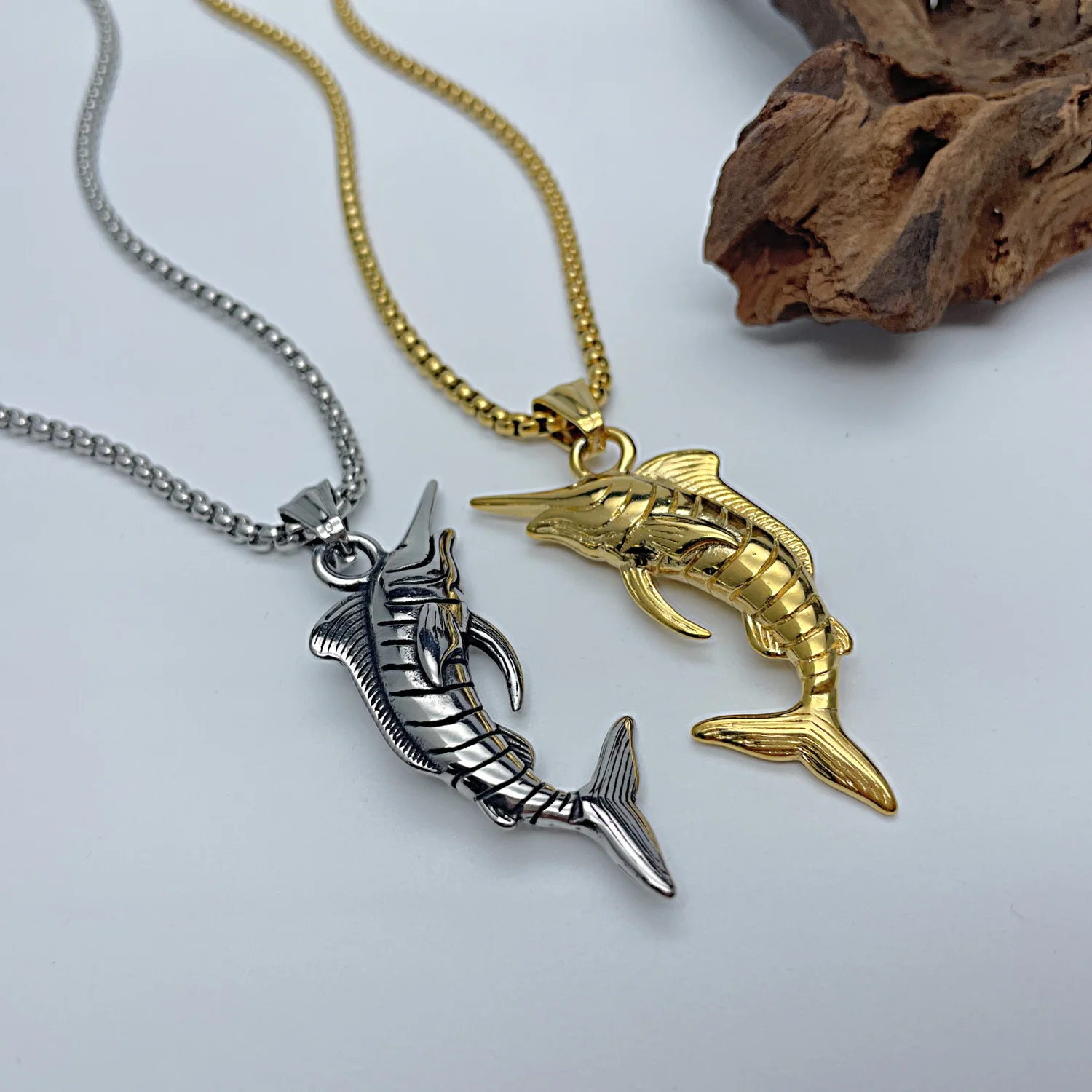 Collier de poisson MAHI-MAHI en argent sterling, bijoux de poisson, bijoux Mahi-Mahi FD-7-22 - France