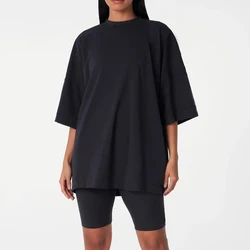 Женская Повседневная одежда на заказ от производителя, летний женский короткий комплект для отдыха, футболка оверсайз, комплект с шортами для бега