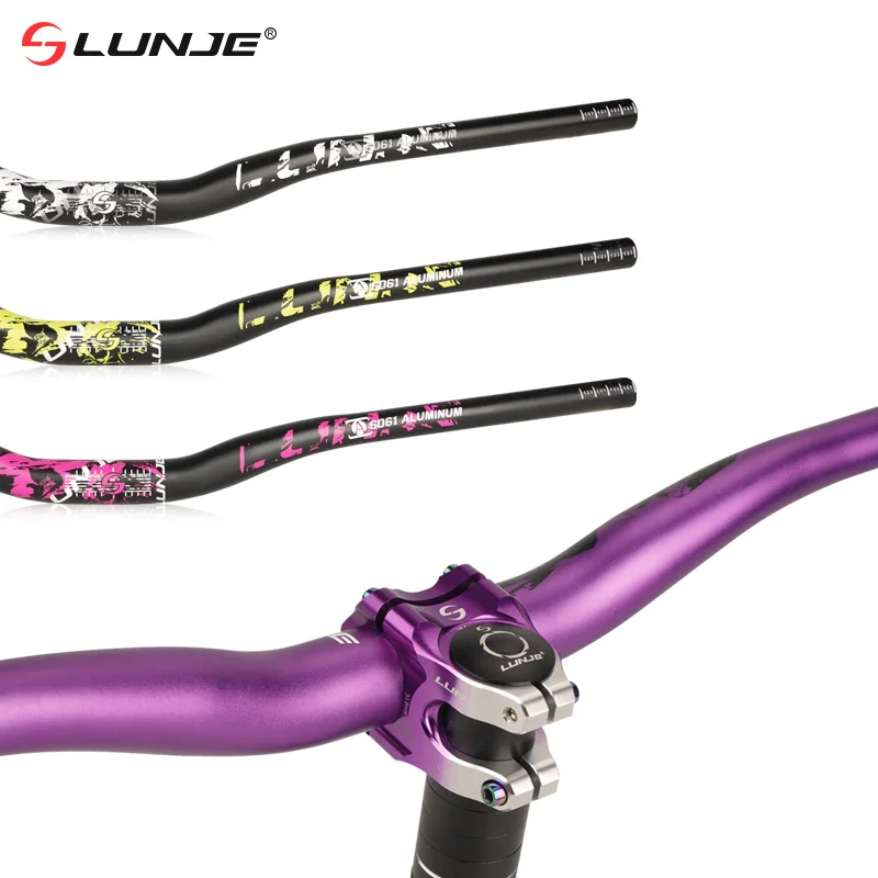 LUNJE Swallow Handle Emtb Colorful Rainbow Handlebar Lift Height 35mm Caliber 31.8 * 720/780mm Multicolor Bicycle Handlebar