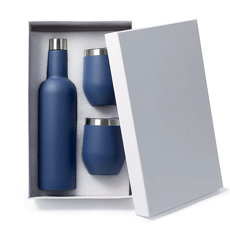 Оптовая продажа, рекламные подарки, винная бутылка из нержавеющей стали объемом 750 мл и набор изолированных стаканов для вина объемом 12 унций