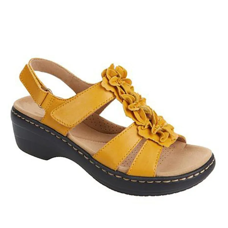 2024 Summer sandals new hollowed out wedge heel flowers casual comfortable women's large size