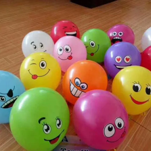 Scene Layout Holiday Decorations Thickened Latex Funny smiley Balloon Emojis Pushing 12-inch Latex Balloons