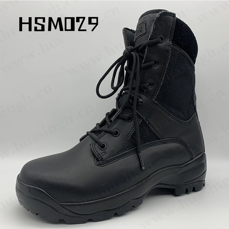 Rwh,8 Inch Outdoor Training Black Tactical Boots with Side Zipper Durable Shock-proof EVA+rubber Outsole Combat Shoes  HSM029