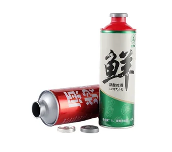 Custom 1L Tinplate Beer Cans Round Tin Cans Packaging for  Beer Fruit Juice Drink