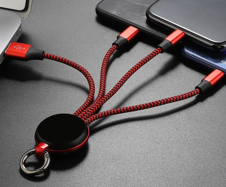 Pogo рекламный Подарочный кабель 3 в 1 зарядный кабель для мобильного телефона usb Луженый Медный Кабель нейлоновая оплетка для apple micro type c usb