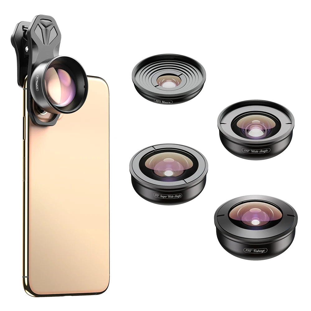APELEX Professional 5 in 1 Mobile Lens Kit Wide Angle Portrait Lens Phone Camera Lens for Smartphone