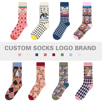 Womens Cotton Medium Tube Long Wholesale Socks Custom Logo Funny Socks
