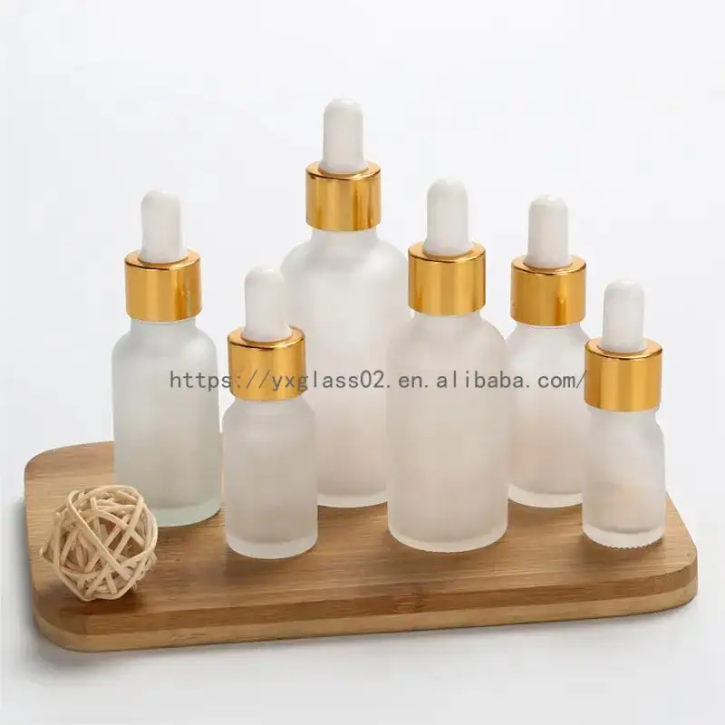 Custom Essential Oil  travel packaging glass container serum Flat Shoulder Dropper bottle for personal skincare20ml-100ml supplier