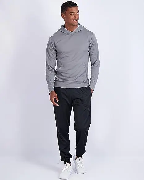 JL0826E Men’s Mesh Long Sleeve Athletic Pullover Hoodie Sweatshirt Pockets UPF 50 Long Sleeve Shirt Customized Hoodies