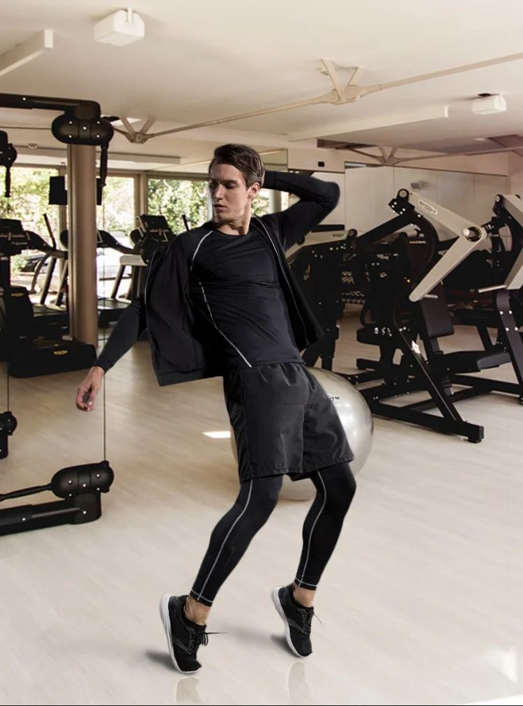 Men Sports Wear Running Tights Training Suit 4pcs Grm Set