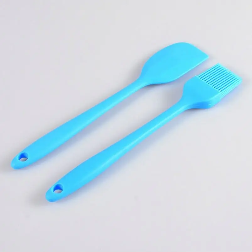 Modern Eco-Friendly 2-Piece Silicone Spatula Brush Set Non-Stick Flexible Basting Pastry Brush for Cooking and BBQ-Grilling