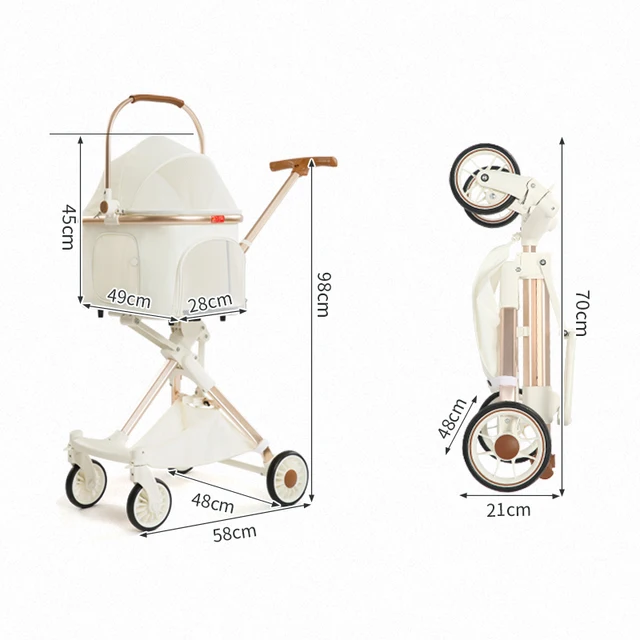 Factory Manufacturer pink White Dog Pram Pet Stroller for Small Dogs