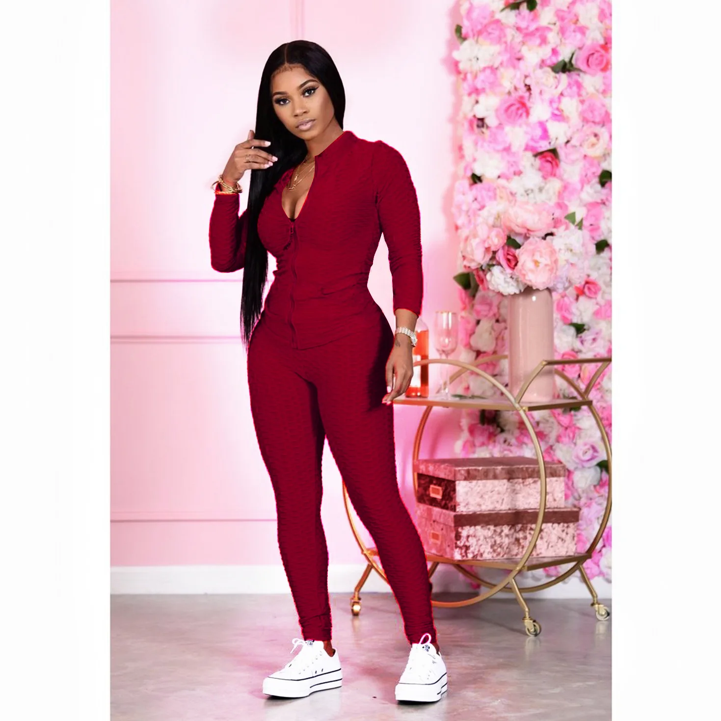 CM799 Best selling high quality winter women knitted loungewear sets womens fashion winter set 2 piece printed fall outfit