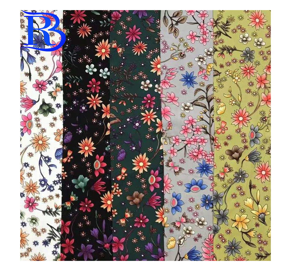 Текстиль Rongbao, дешевый, простой, тканый, 100% вискоза, мультяшный принт, вискоза, поплин, 45S ткань для женского платья