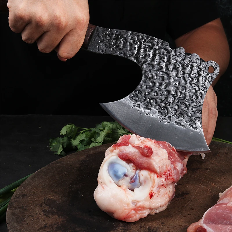 Creative Wooden Handle MultiFunction Outdoor Camping Axe Portable Survival Hatchet Bone Knife Butcher Knife