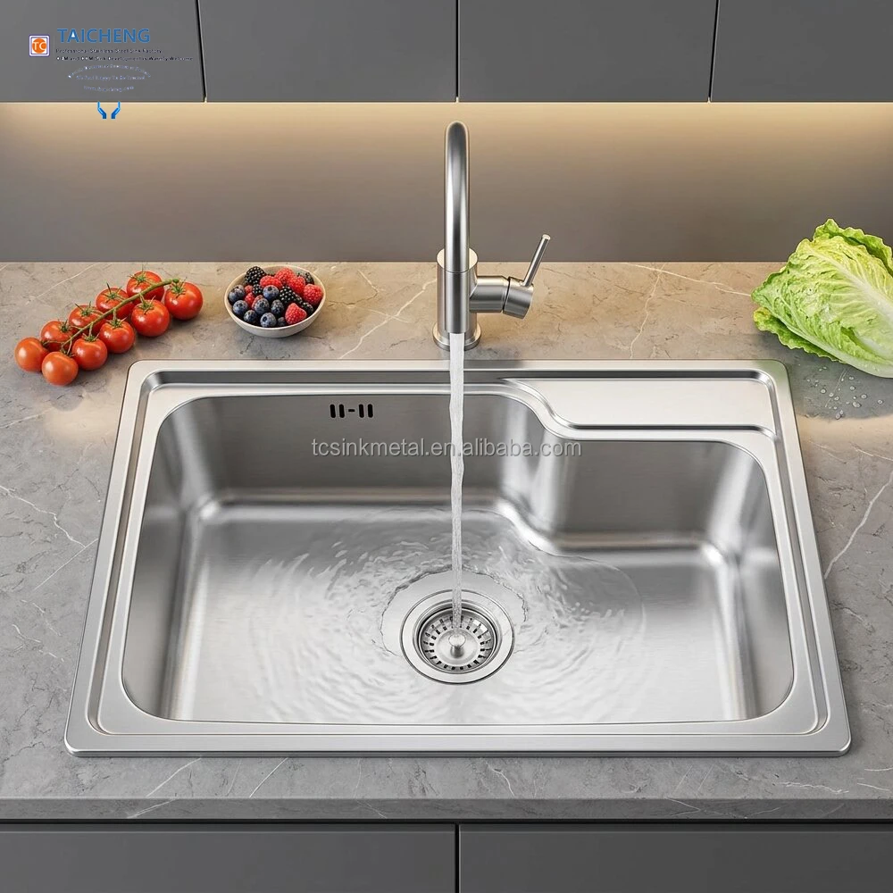 680x450mm Pakistan Design Rectangular Above Counter Stainless Steel Single Bowl Kitchen Sink Without Faucet