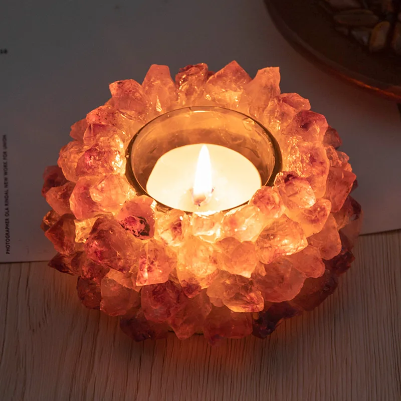 DIYアメジストキャンドルホルダー | クリアクォーツティー-ライト