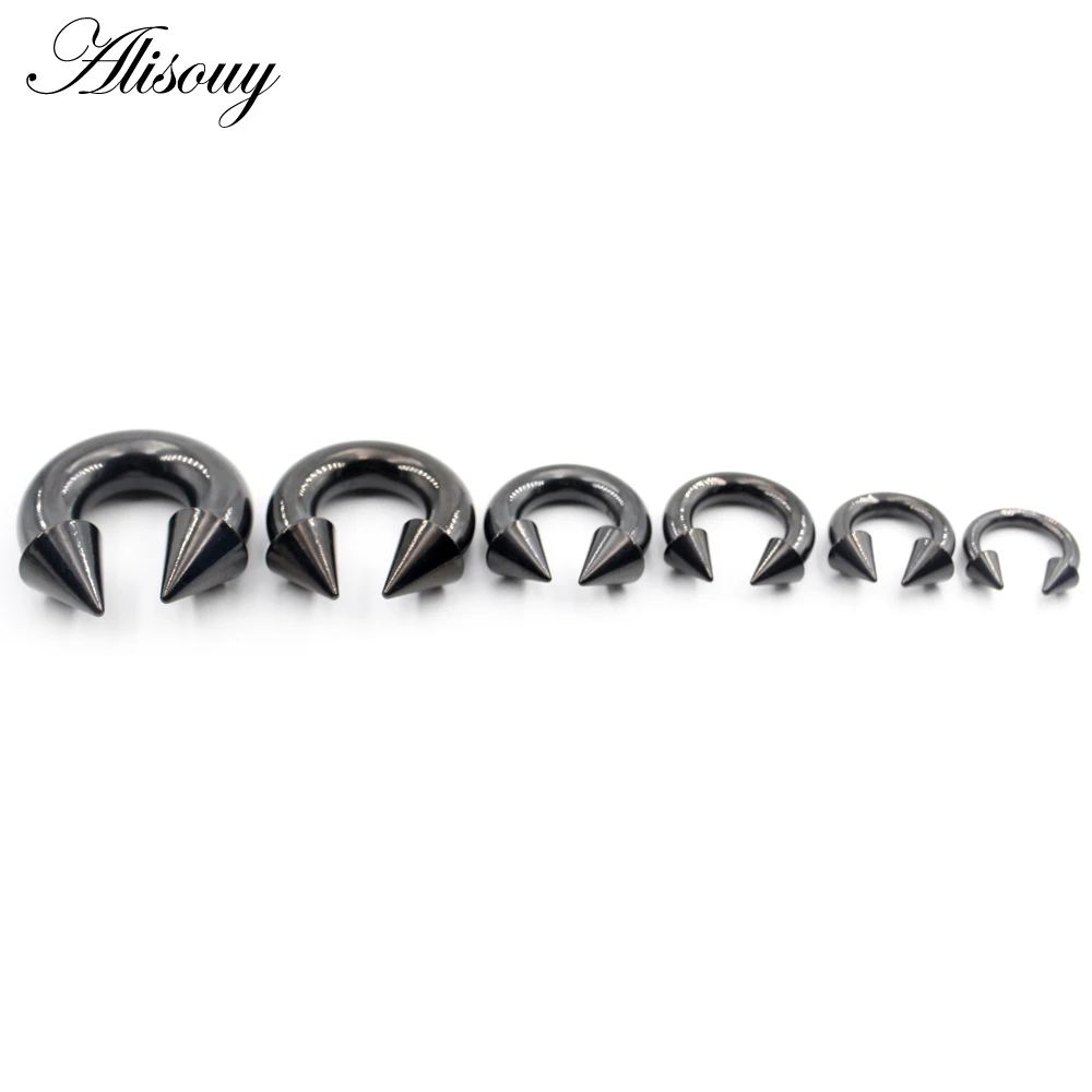 Alisouy 1pc Big Large Size Captive Spike Nose Ring Ear Plug Expander Guauge Male Genital BCR Hoop Earrings Piercing Body Jewelry