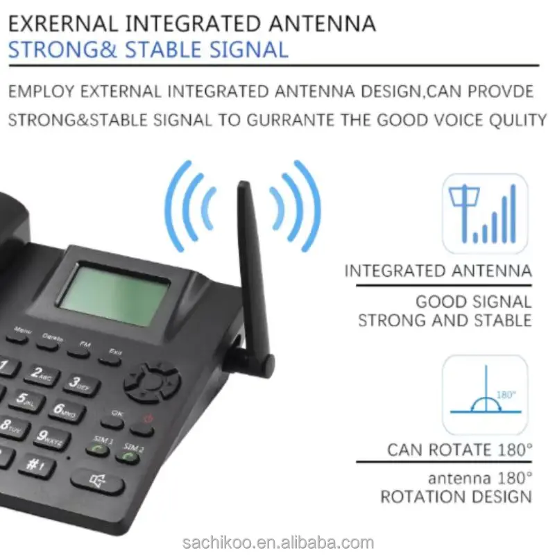 Dual SIM Card Access GSM Digital Desktop Fixed Terminal Telephone Cordless Phone for Home or Office Use