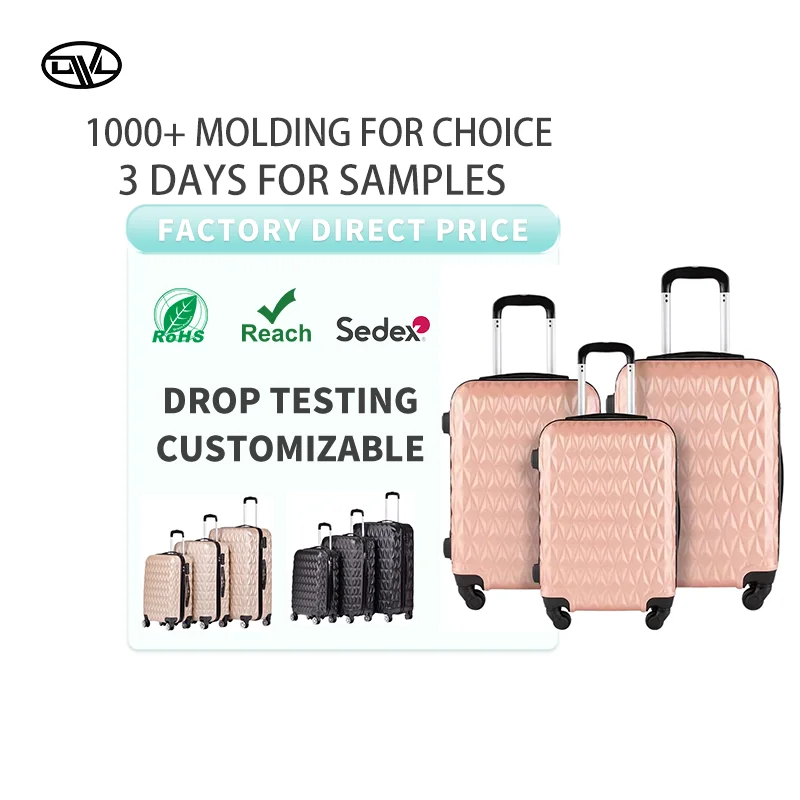 Rose Gold Smooth Trolley Luggage Lightweight Luxury ABS Polyester Lining Modern Style Combination Lock OEM/ODM Acceptance Bag