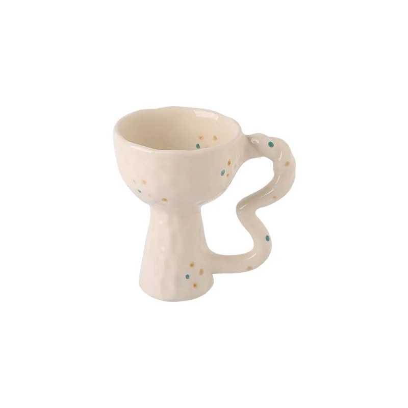 Factory Direct Sell Ins Retro Underglazed Color Ceramic Goblet Creative Tall Mug
