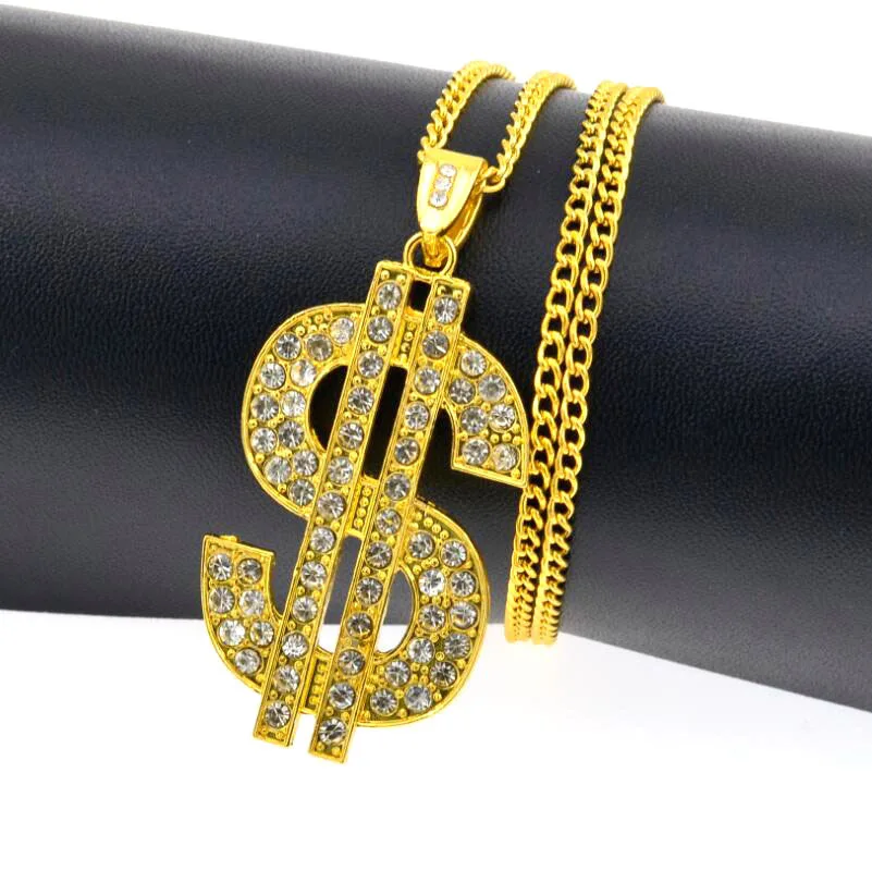 Smiffys Collier Pendentif Dollar Doré Grande Taille - Accessoire Déguisement Rap/Halloween
