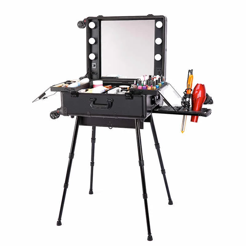 Maquillaje Profesional Con Luces Caso Cosmético Con Estuche De Maquillaje  Iluminado Con Luz Con Espejo - Buy Profesional Trolley Maquillaje,Estación  De Maquillaje Iluminado,Iluminación Maquillaje Caso Con Soporte Product on  Alibaba.com