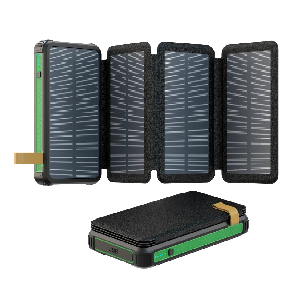 Professional 4 Foldable Solar Panels Battery Chargers 16000mah Camping Portable Power Banks for Phones Cellphone Powerbank