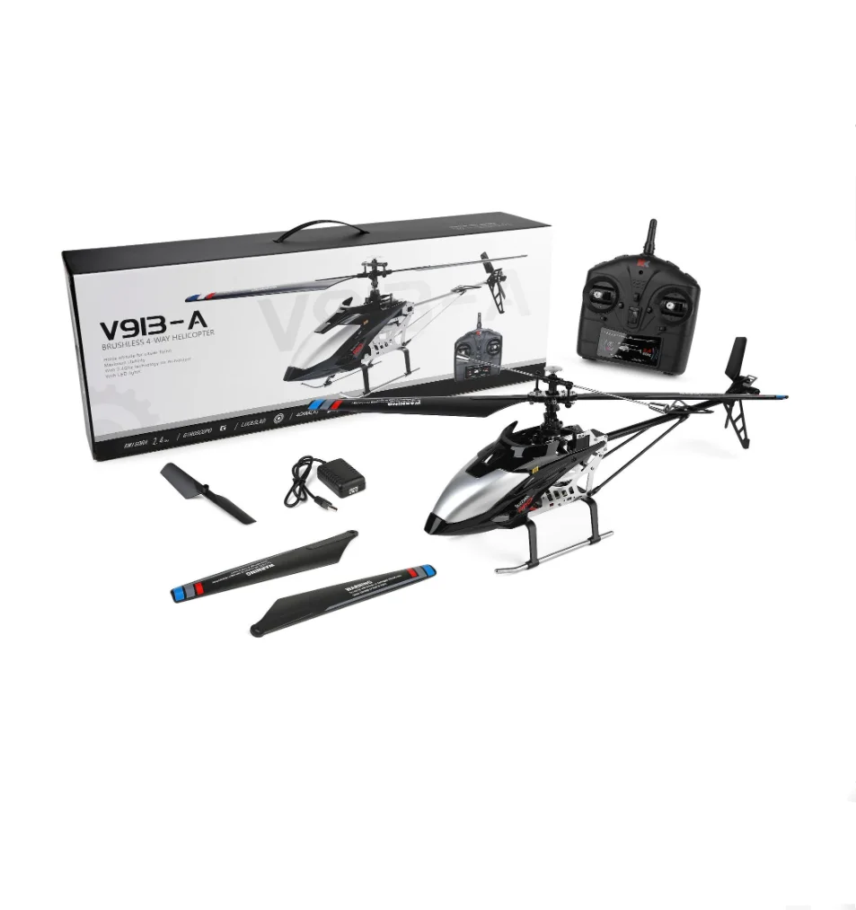 Wltoys V913-a 4ch Rc Helicopter Black - Electric, Indoor-outdoor Use