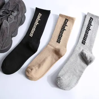 Unisex 3 colors Men Cotton Streetwear Kanye West Ins Crew Socks Hip Hop Letter Calabasas Long Skateboard Socks