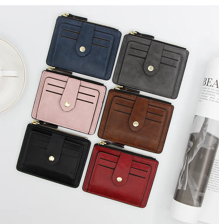 Designer Fake Leather Business Card Display Holder Low Moq Keychain Wallet with Card Holder for Woman