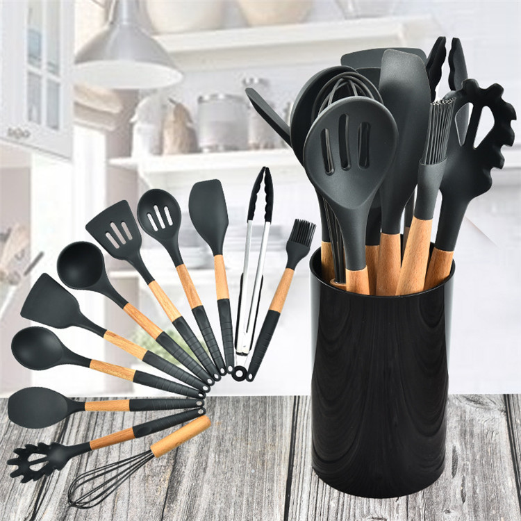 Черный силиконовый Многофункциональный кухонный набор кухонной утвари для кухни антипригарная умная утварь кухонная кухонные инструменты