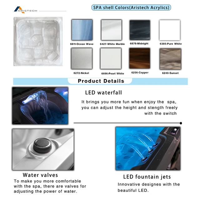 Europe Design Modern Hot Tub with 33 Nozzles Air and Water Massage Jets for 5-6 People