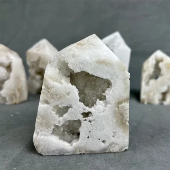 高品質風水天然水晶石ひし形宝石手作りクリア石英ジオードタワーギフト