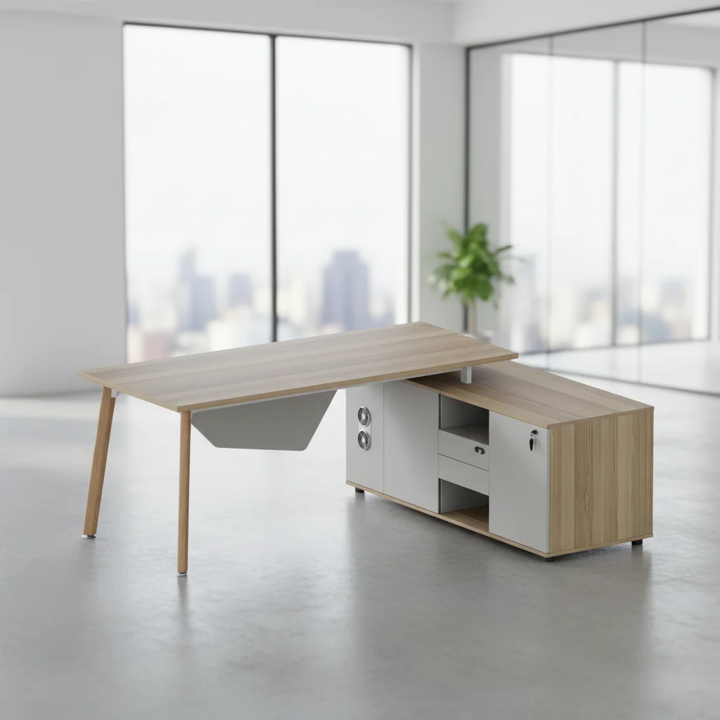 Manager Office Desk Storage Compartment Aluminum Legs Modern Durable Computer Work Surface 5