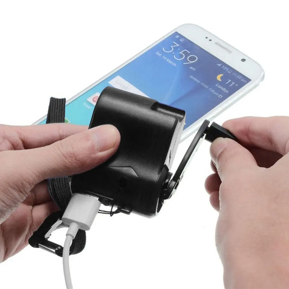 Générateur Manuel USB à Manivelle - Pour Charger Téléphone En Urgence - Avec LED - Portable Et Léger