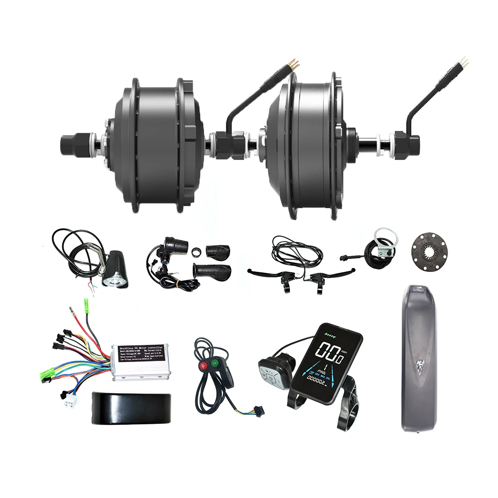 Rear Front Electric Bicycle Kit Dual Motor Ebike 250 Watt Conversion