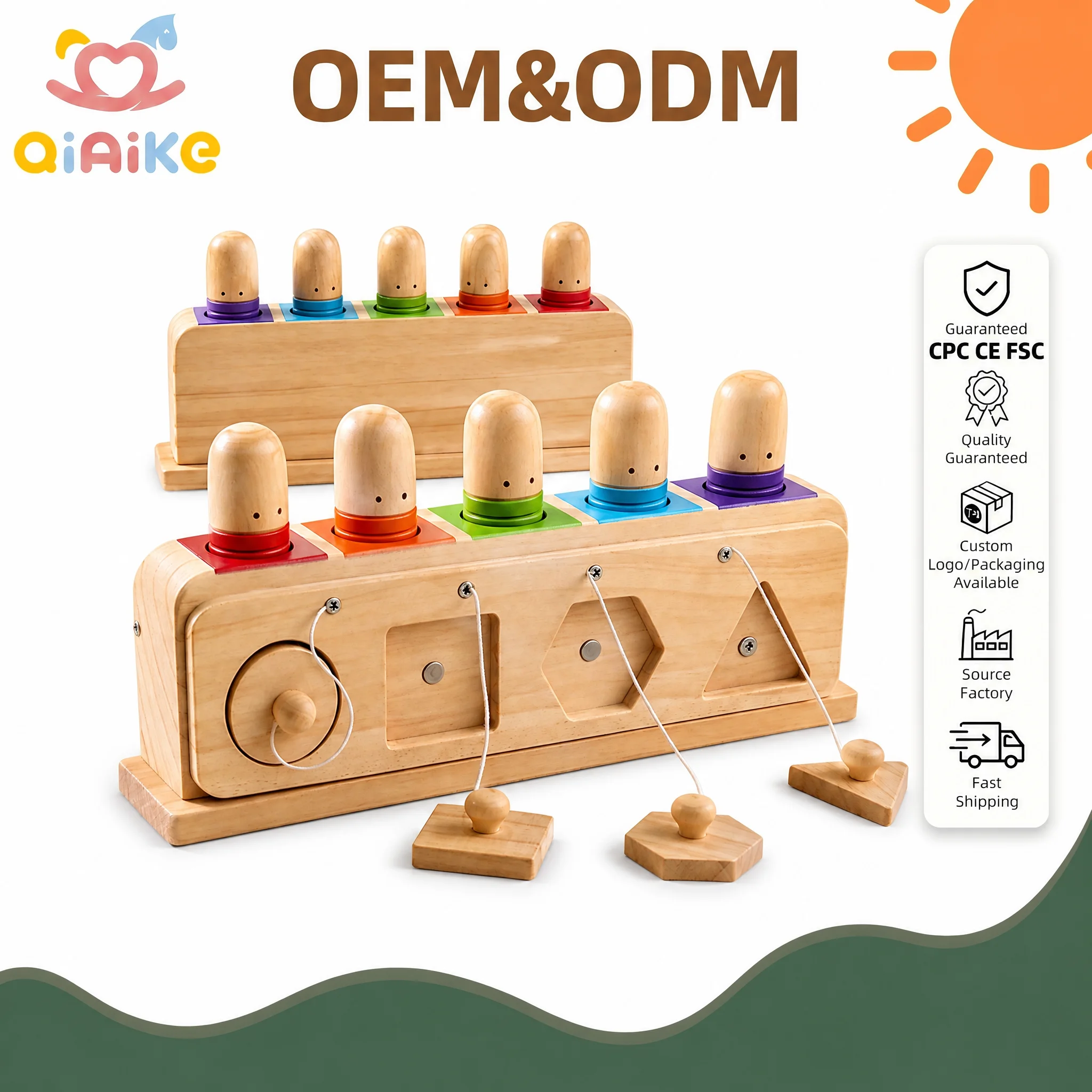 Jouet en bois à picots sauteurs — Trieur de formes Montessori, jeu d’association des couleurs, labyrinthe coulissant, jouet éducatif sensoriel arc-en-ciel