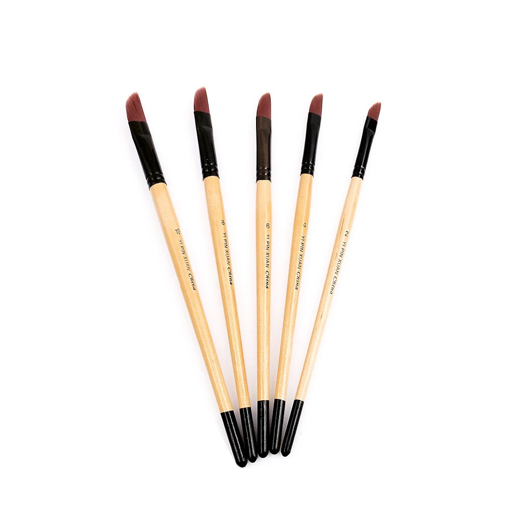 wholesale wooden handle dagger shape nylon hair oil paint brush